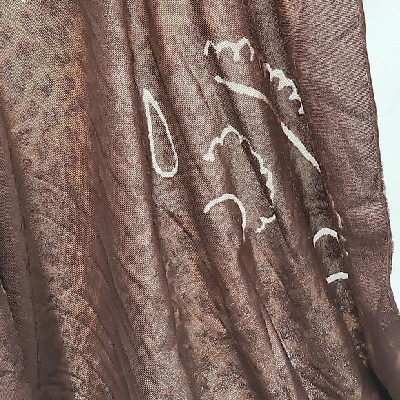 COSMO ENTERPRISE brown floral suede tasseled scarf - Picture 8 of 8